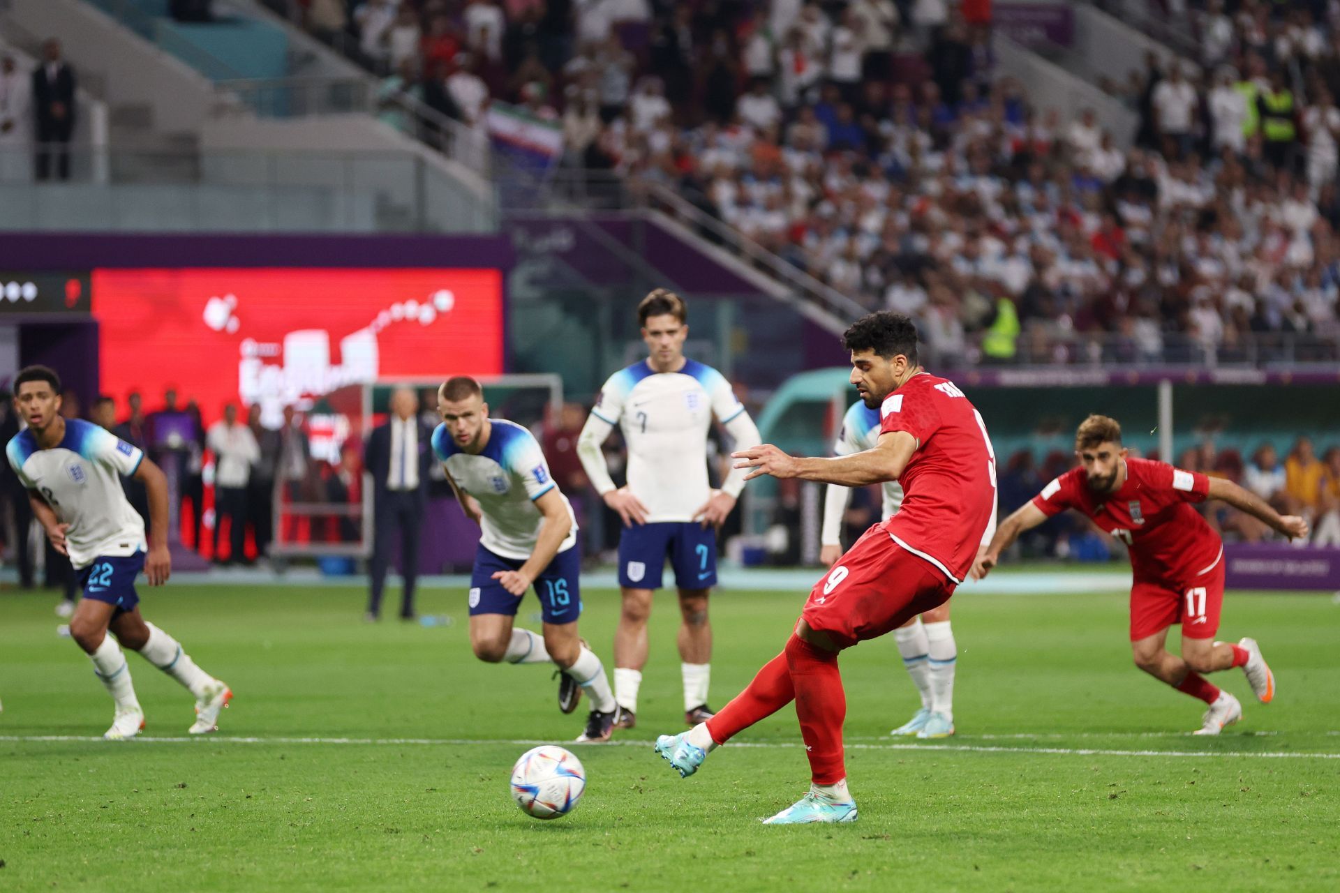 Taremi scores a penalty against England