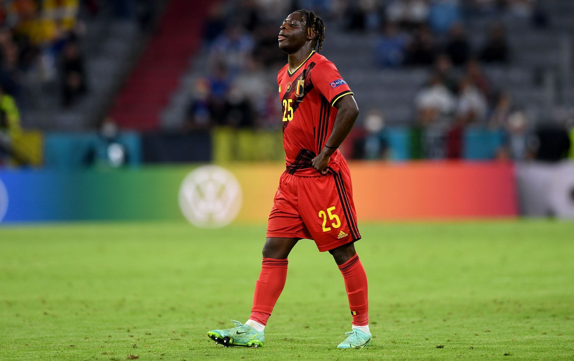 Jeremy Doku in action for Belgium at the EURO 2020.