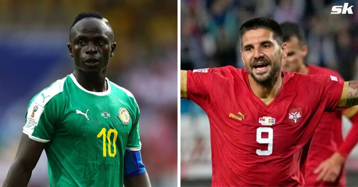 Sadio Mane of Senegal (left) and Aleksandar Mitrovic of Serbia (right)