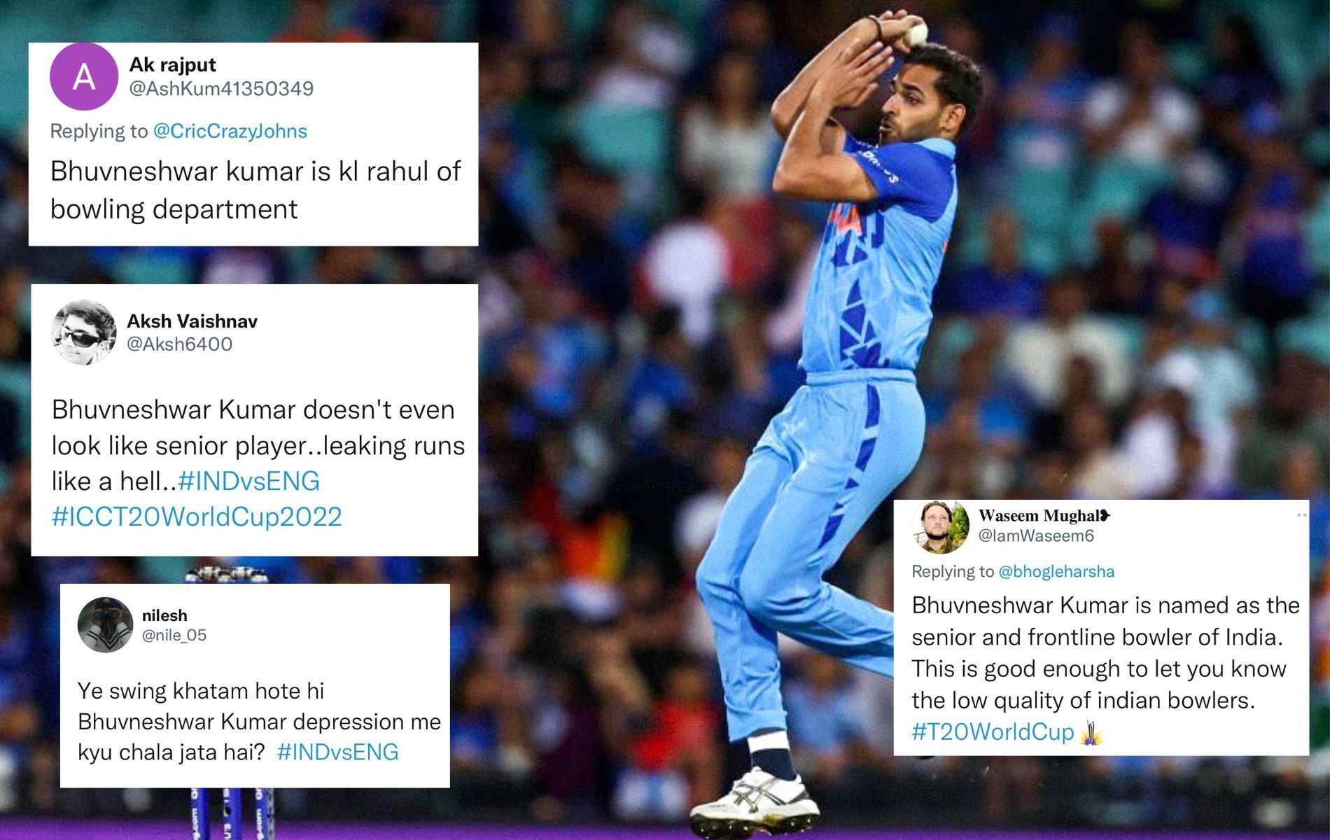 Bhvuneshwar Kumar struggled against the England openers. (Pics: Twitter)