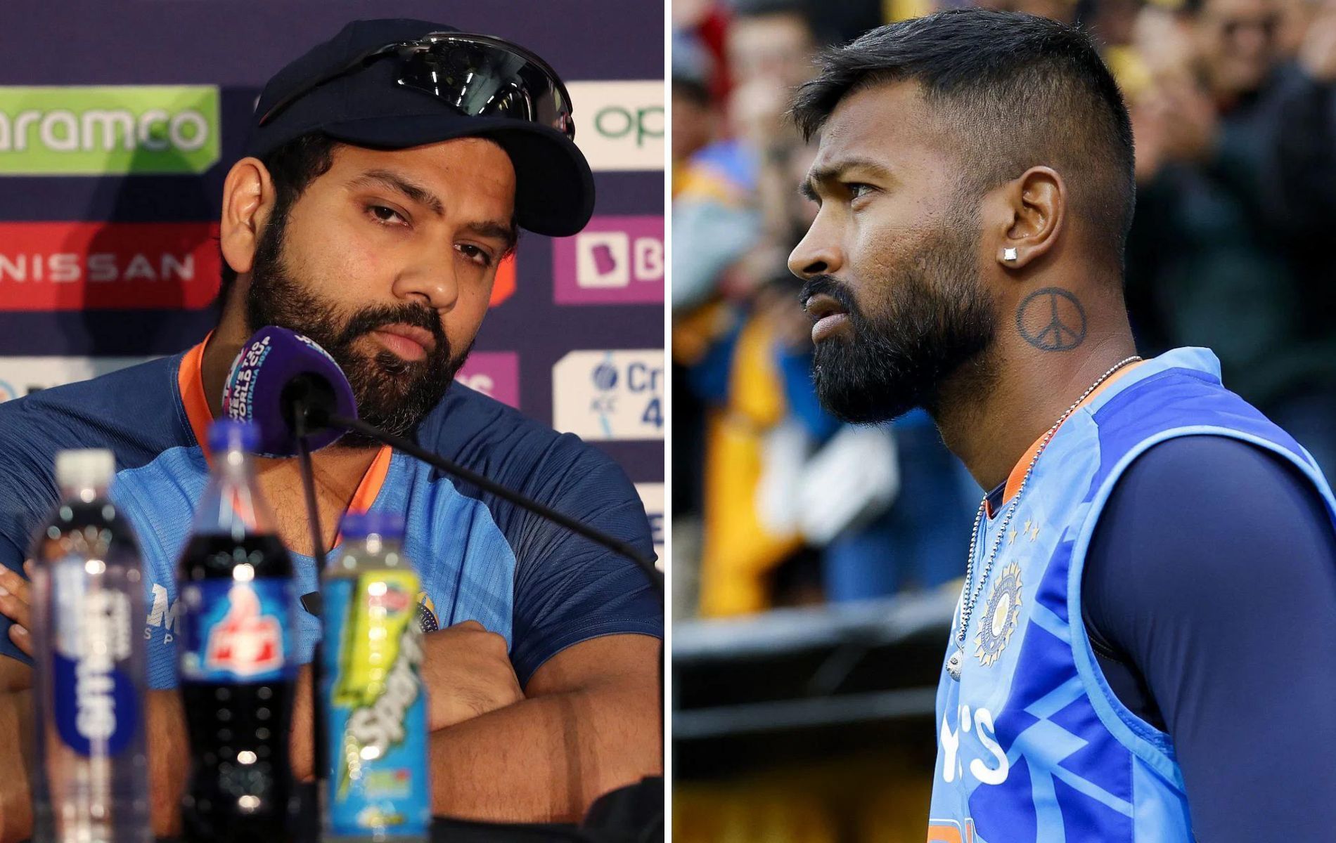 Rohit Sharma (L) and Hardik Pandya (R). (Pics: Getty)