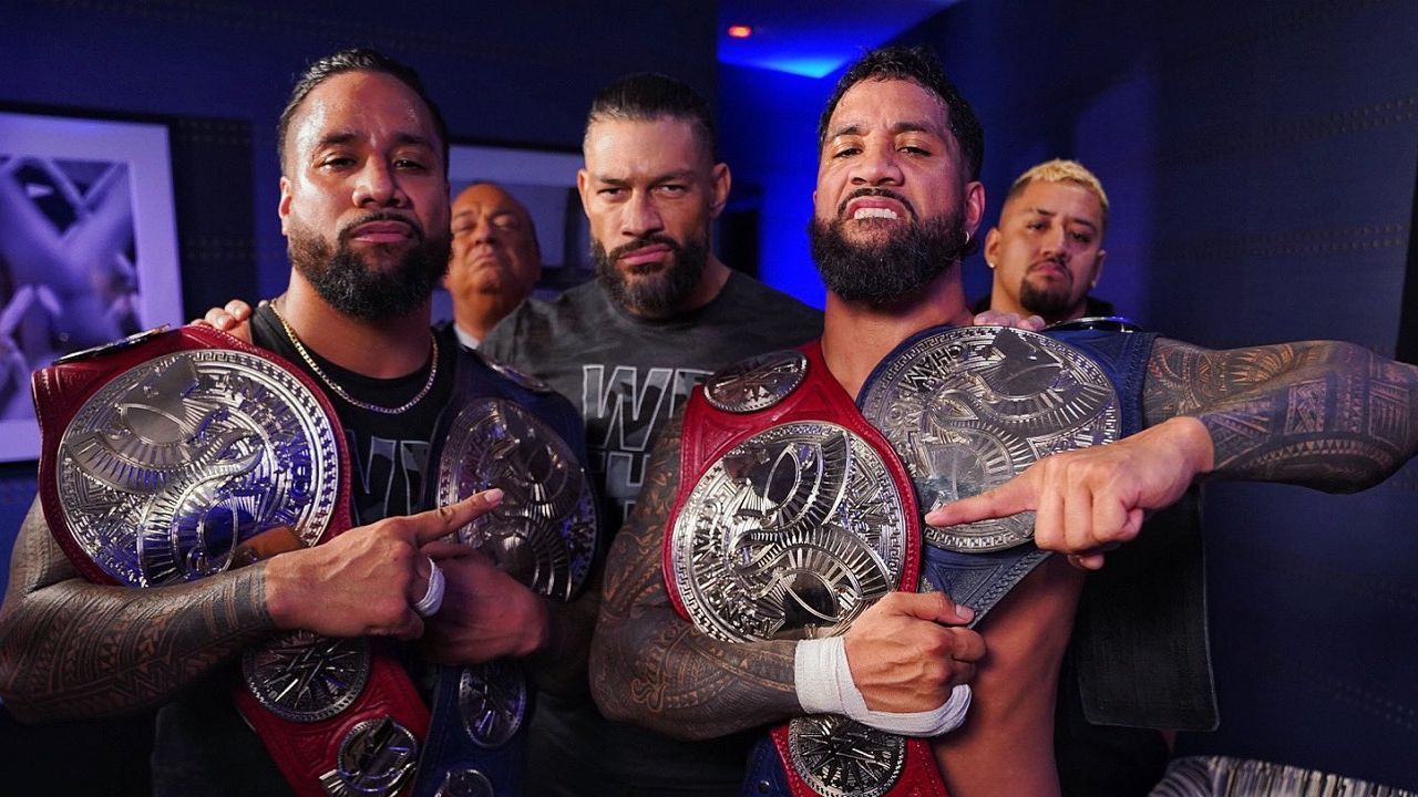 Roman Reigns and The Bloodline backstage at SmackDown