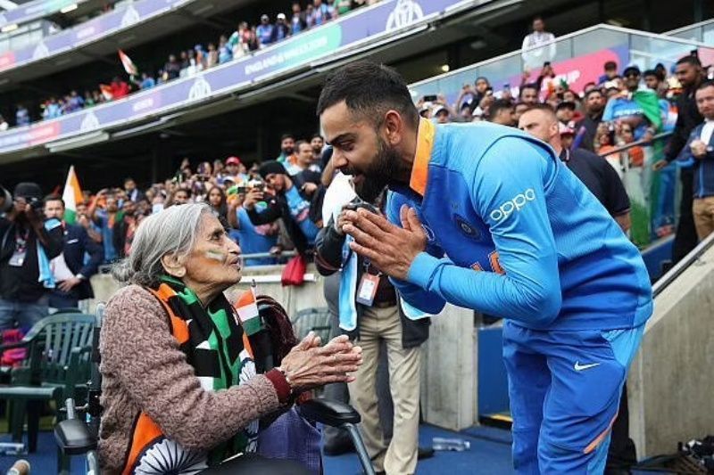 Virat Kohli with Team India’s Superfan Charulata Patel.