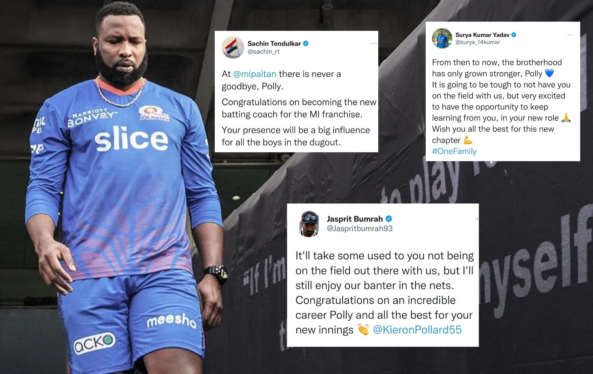 Kieron Pollard will serve as a batting coach for MI in IPL 2023. (Pics: Twitter)