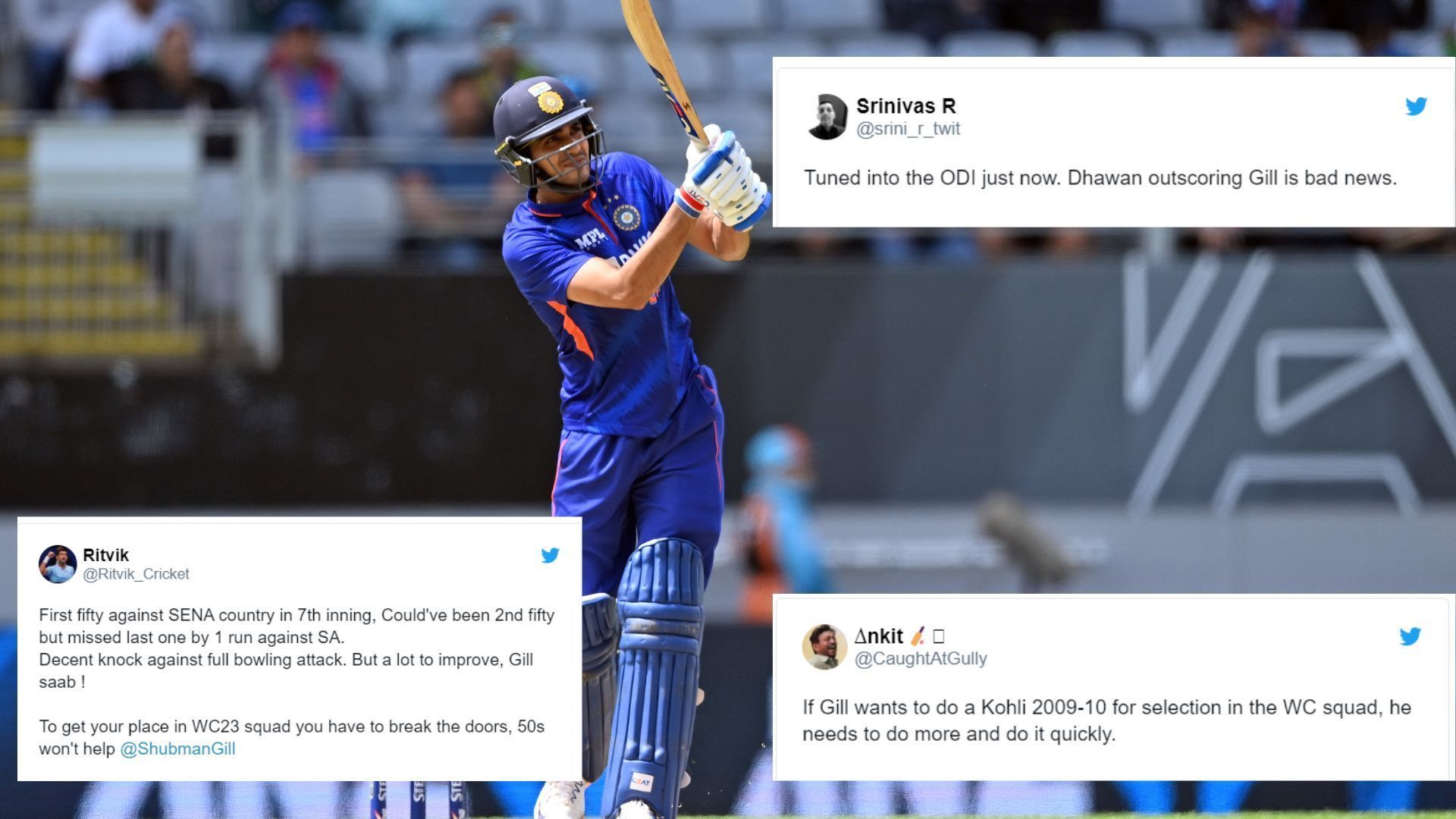 &quot;To get your place in WC23 squad you have to break the doors&quot; - Twitterati miffed with Shubman Gill for not converting his fifty in the first ODI against New Zealand