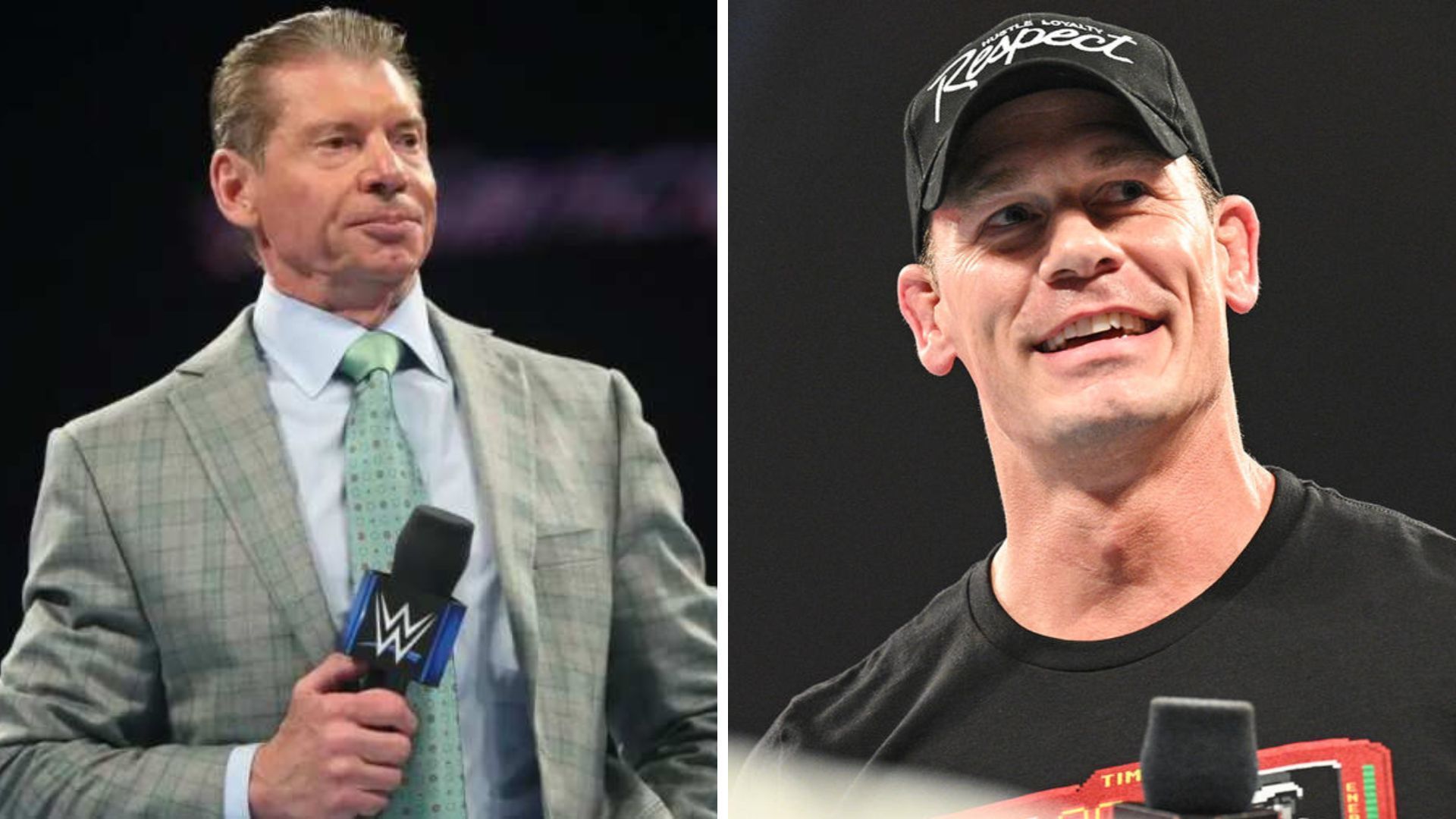 Former WWE CEO Vince McMahon and John Cena. 