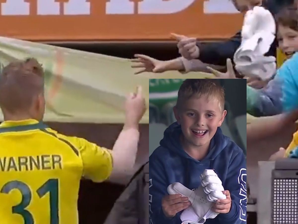 David Warner gloves fan