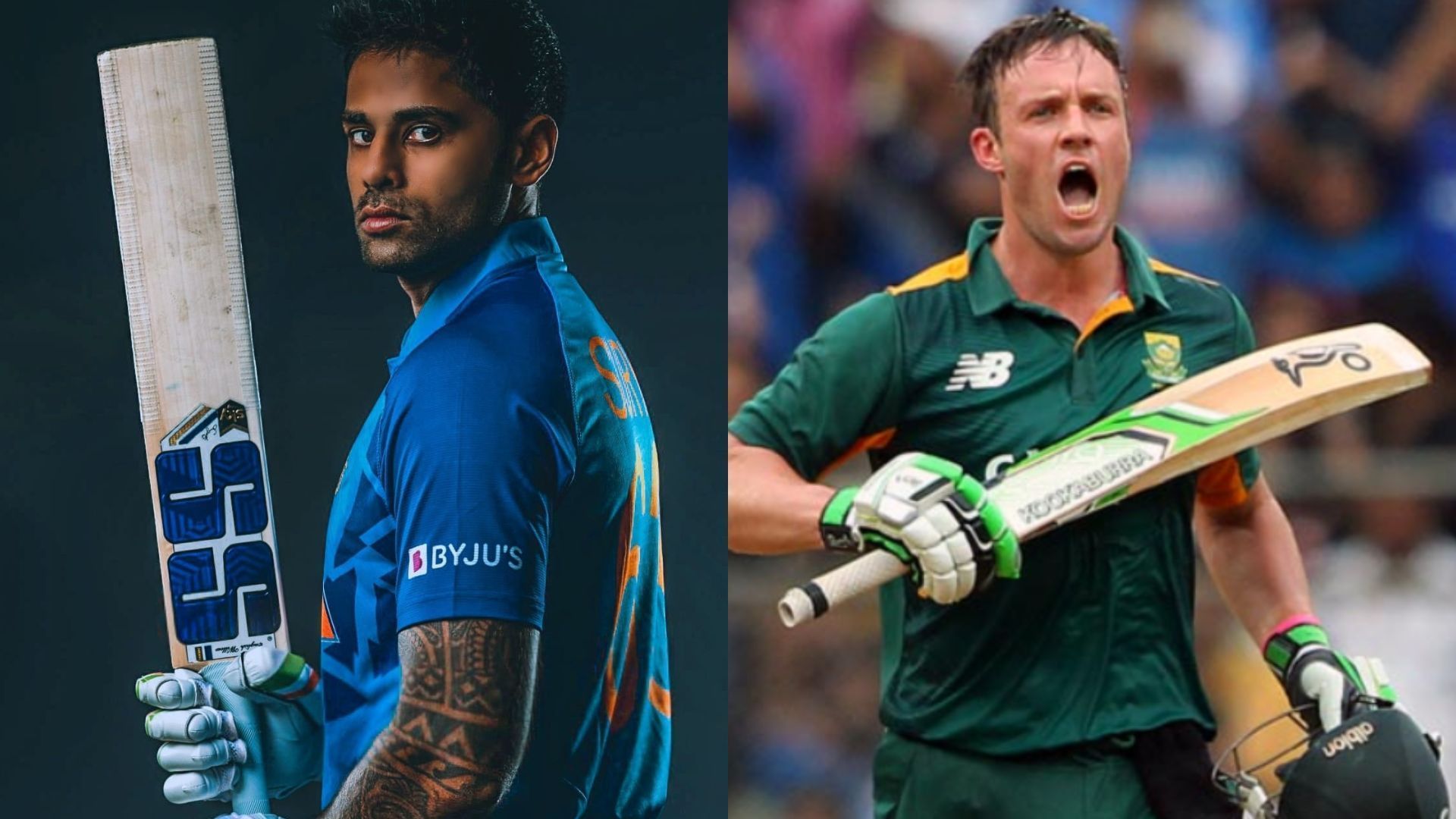 Suryakumar Yadav (L) and AB de Villiers (P.C.:Twitter)