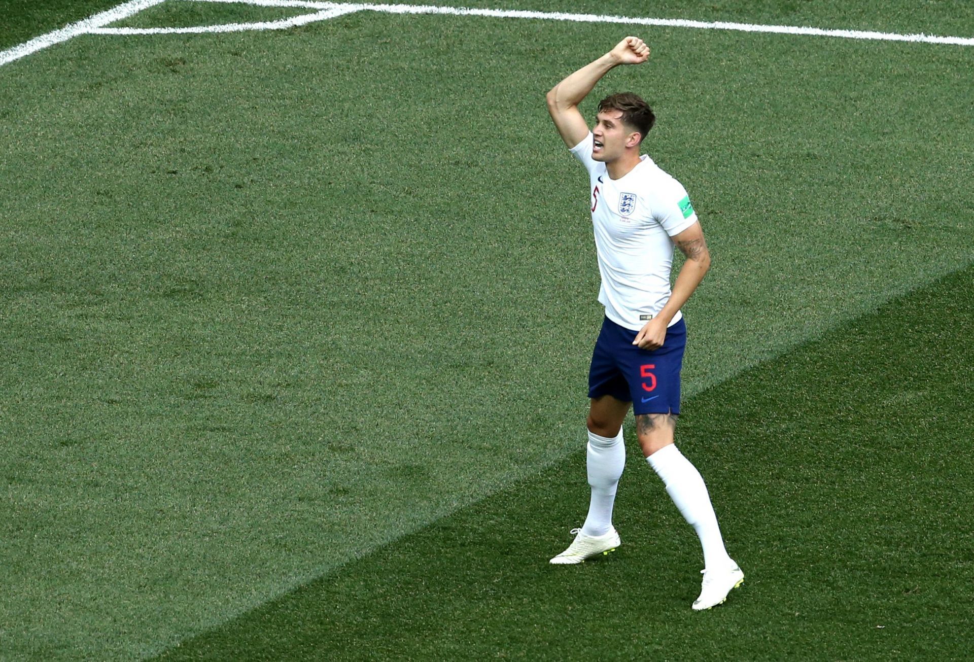 Stones in action at the 2018 FIFA World Cup