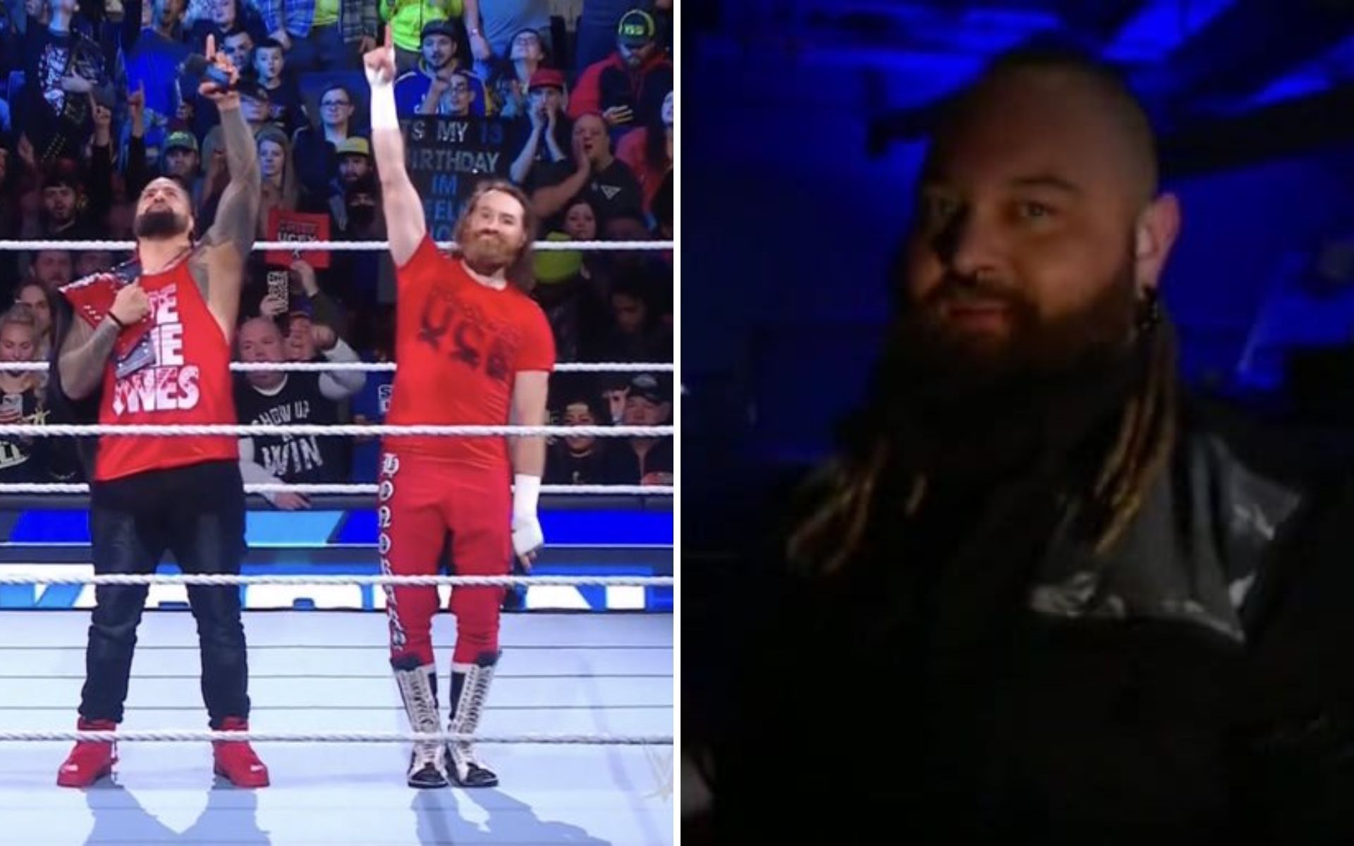 The Bloodline (left); Bray Wyatt (right)