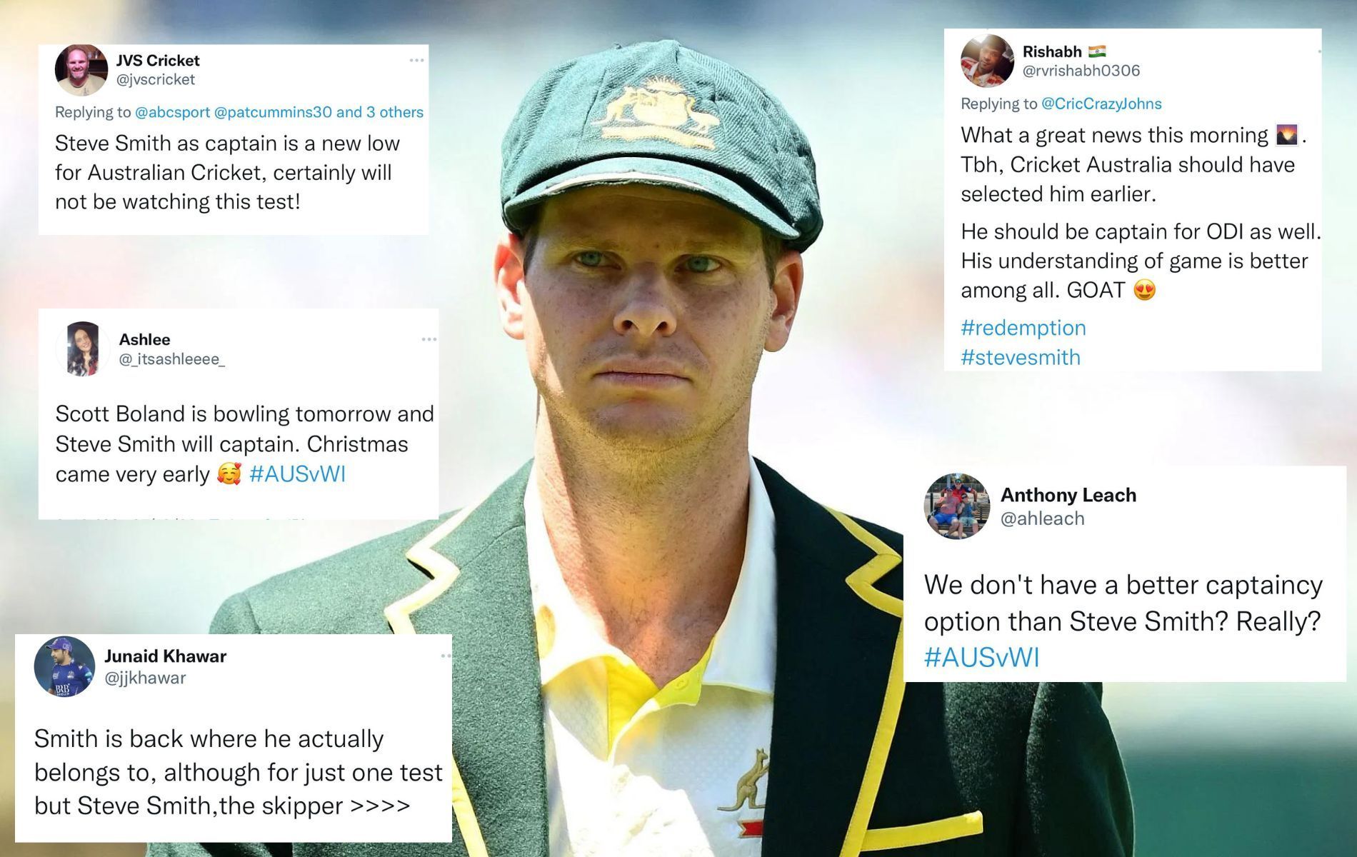 Steve Smith was in superb form with the bat in the 1st Test vs West Indies. (Pics: Getty/Twitter)