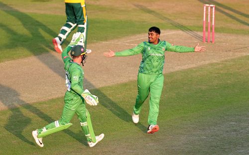 Rehan Ahmed celebrates a wicket during the T20 Blast. Pic: Getty Images