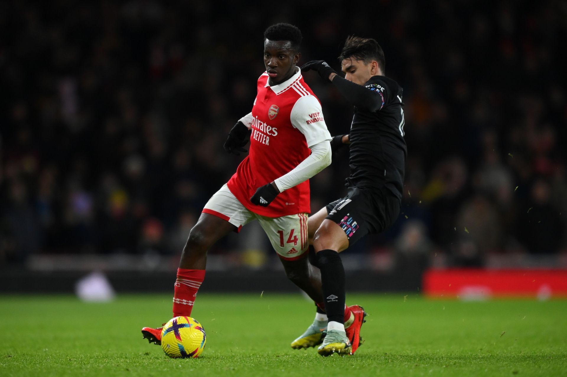 Nketiah in action for Arsenal against West Ham.