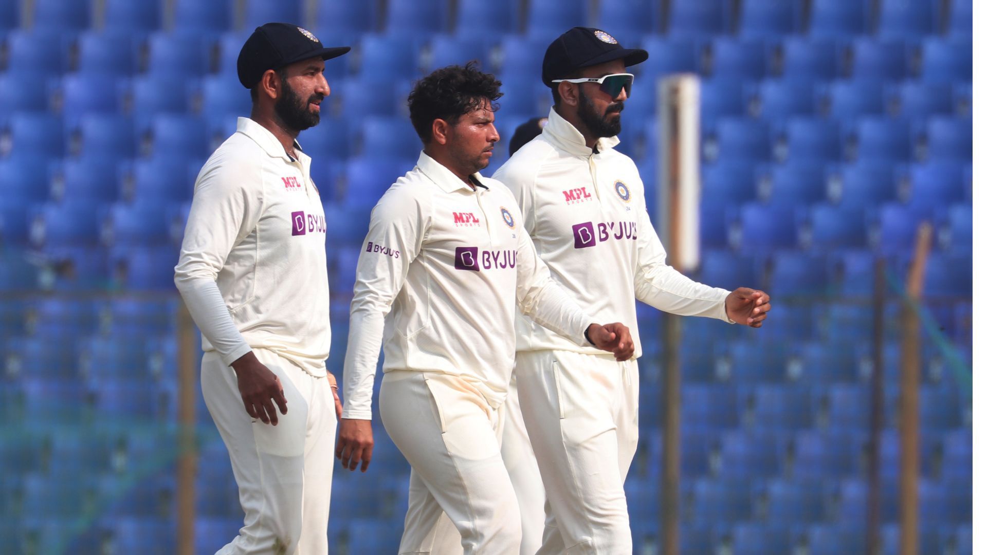 Kuldeep Yadav (centre) celebrating the wicket of Shakib Al Hasan (P.C.:Twitter)