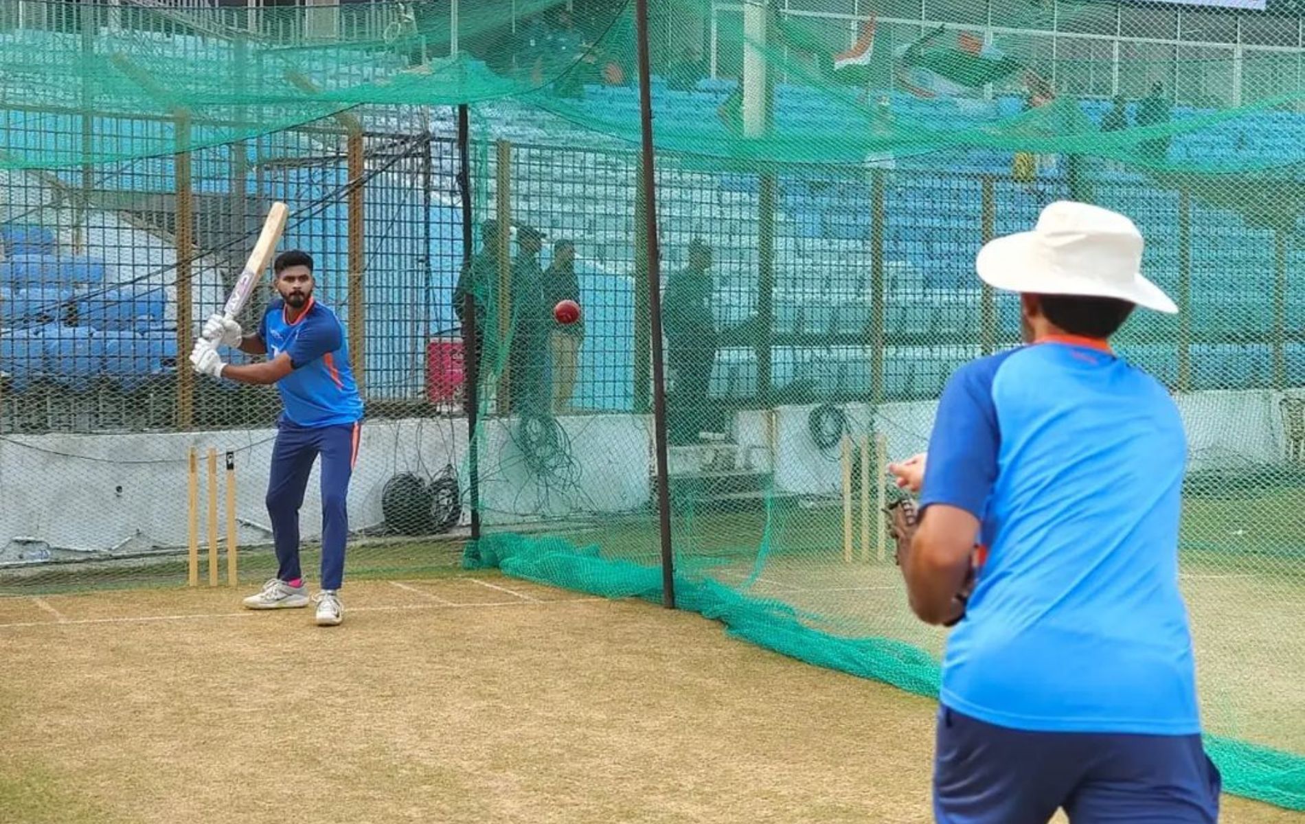 Shreyas Iyer batting in the nets. (Pic: BCCI/Twitter)