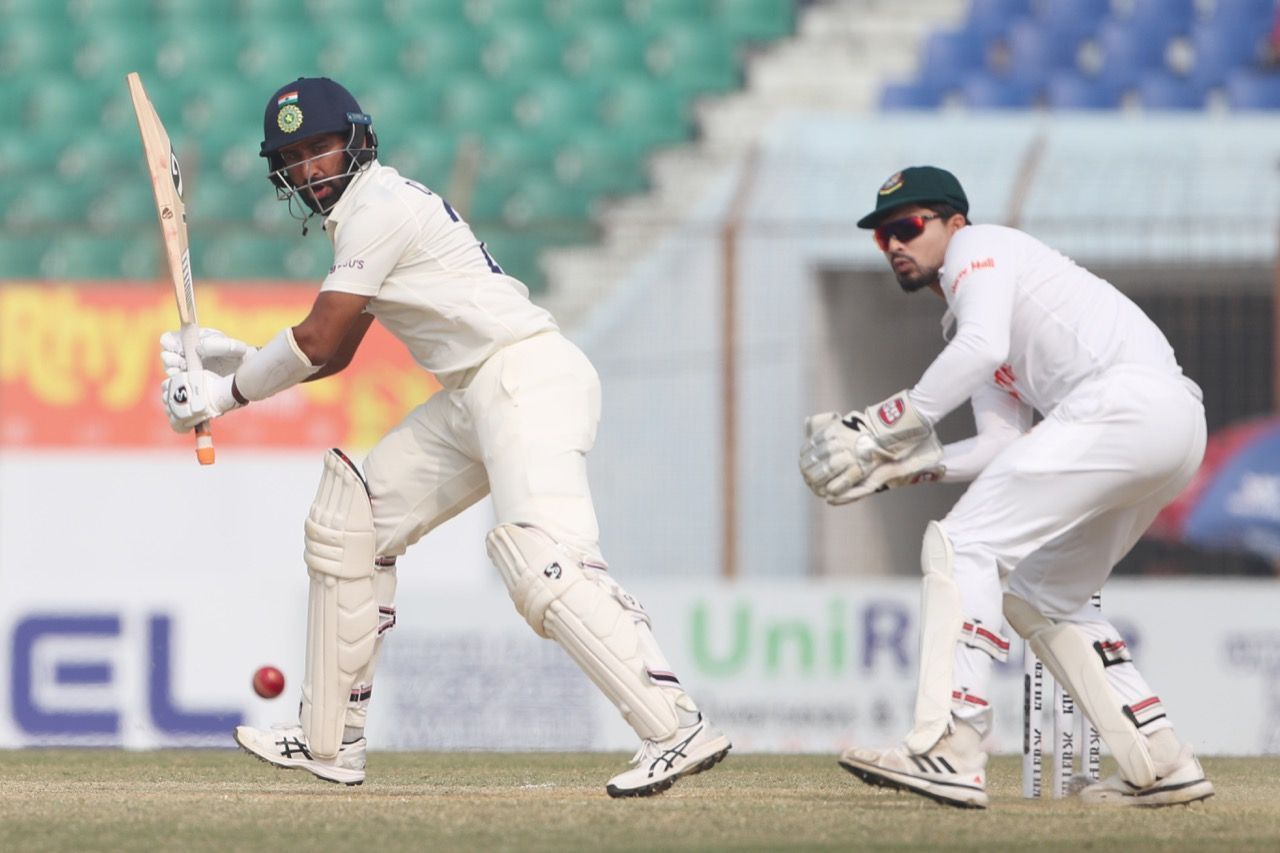 Cheteshwar Pujara scored an attacking century on Day 3 of the Chattogram Test. [P/C: BCCI]