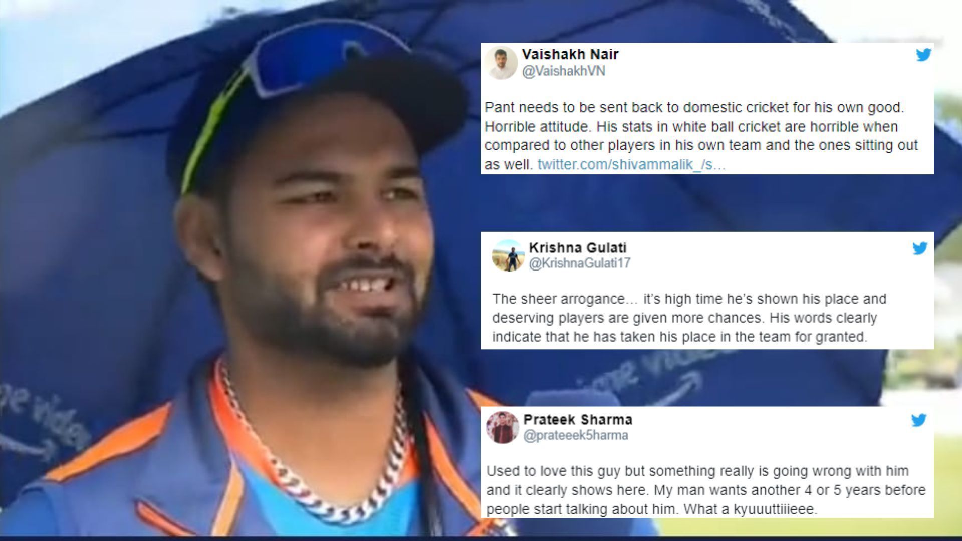 Fans weren&#039;t happy with Rishabh Pant&#039;s attitude in his interview during the New Zealand tour. Pic: Amazon Prime