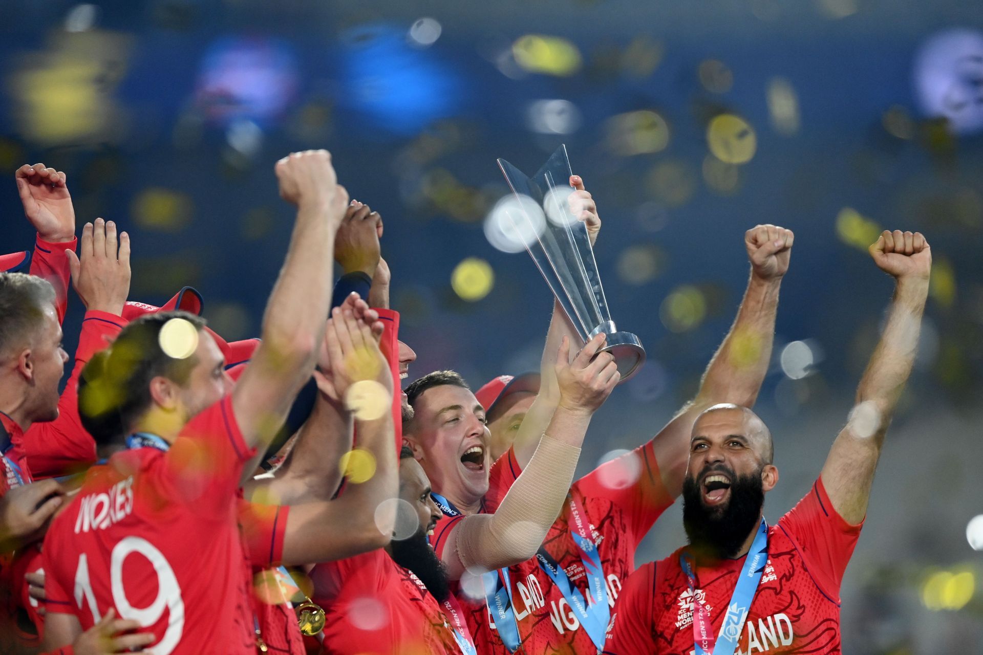 England celebrate after winning the T20 World Cup at the Melbourne Cricket Ground (MCG). Pic: Getty Images