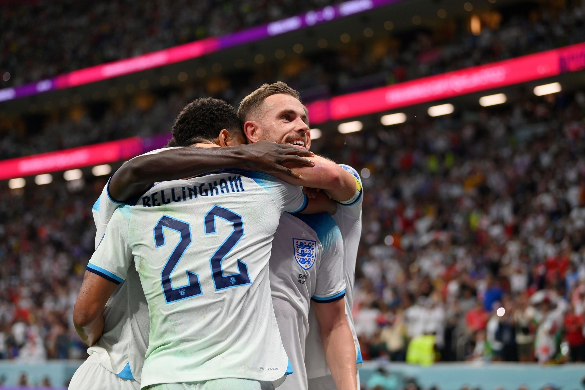 Henderson celebrating his goal against Senegal in Qatar