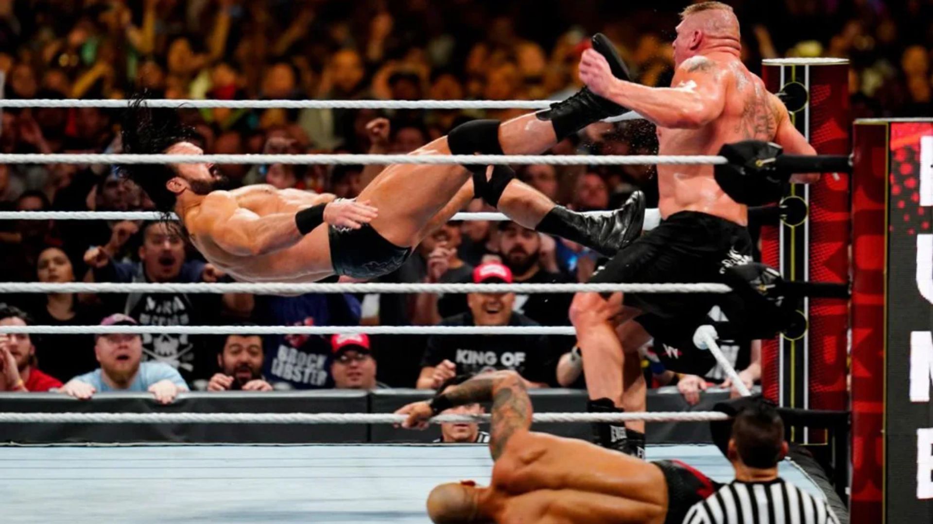 In 2020, Drew McIntyre eliminated then-WWE Champion Brock Lesnar from the Royal Rumble match