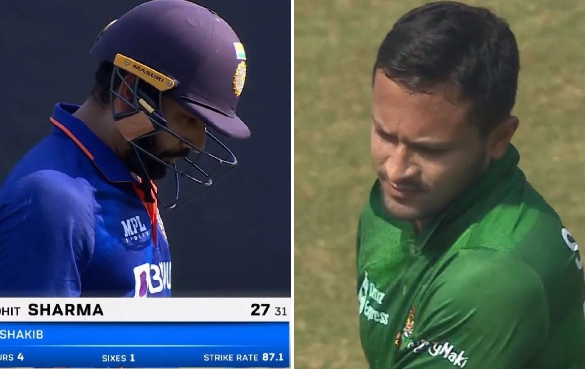 Rohit Sharma (L) and Shakib AL Hasan (R). (Pics: SonyLIV) 