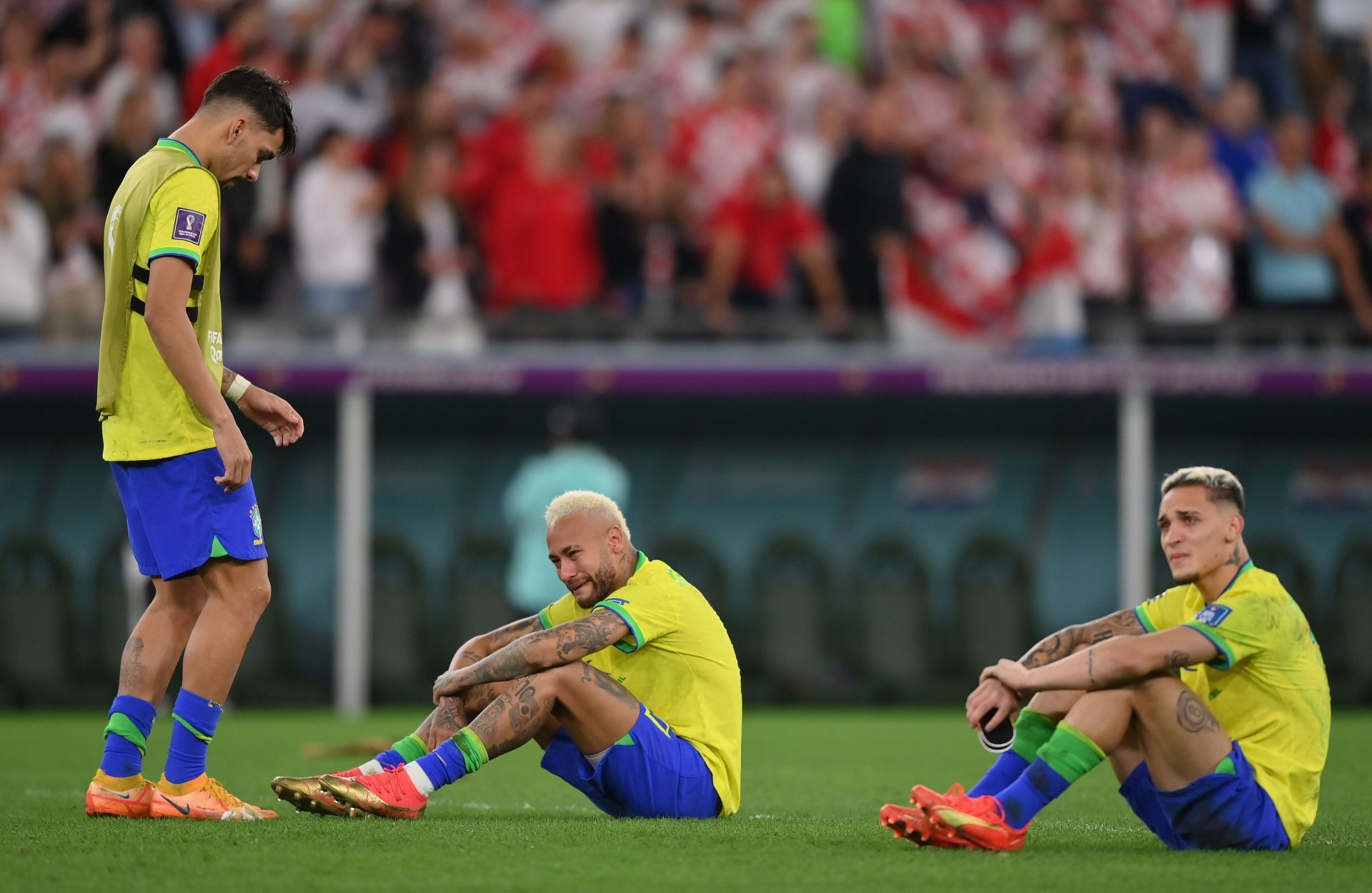 Brazil players looking disconsolate after their loss