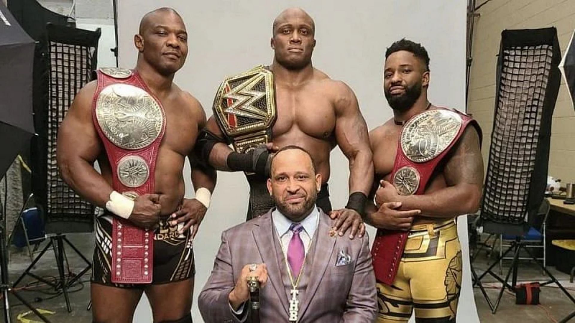 Bobby Lashley with MVP, Cedric Alexander and Shelton Benjamin