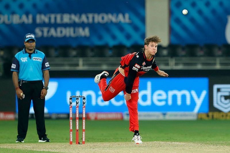 Adam Zampa bowling for RCB in the IPL. Pic: BCCI