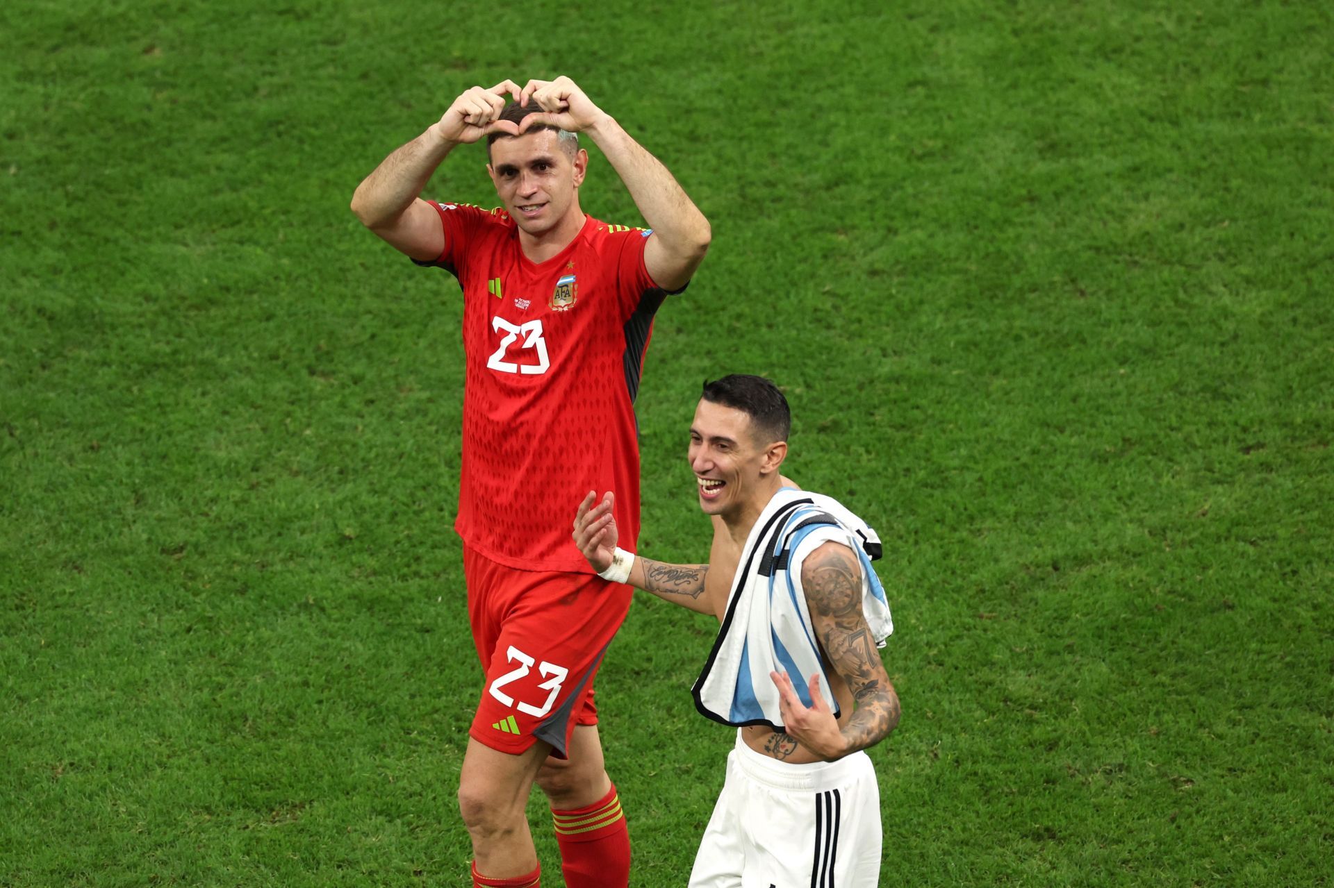 Angel Di Maria (right) and Martinez have new ink.