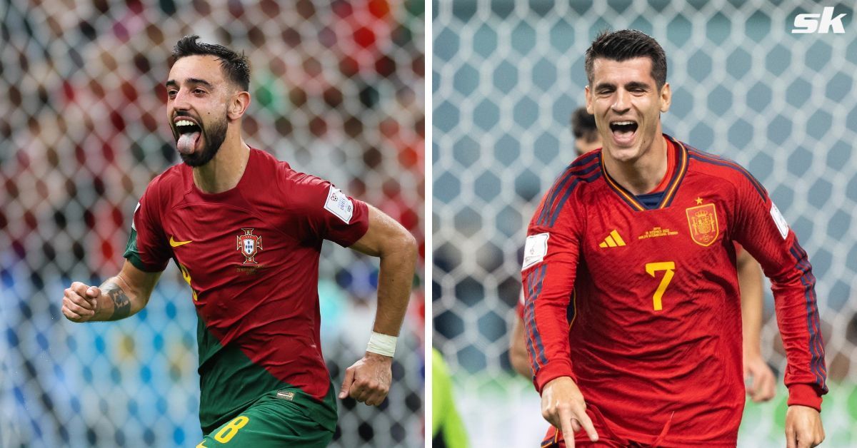 Bruno Fernandes (left) and Alvaro Morata (right)