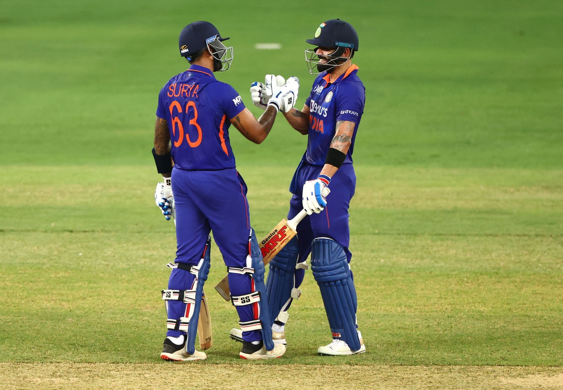 Suryakumar Yadav (left) with Virat Kohli. Pic: Getty Images