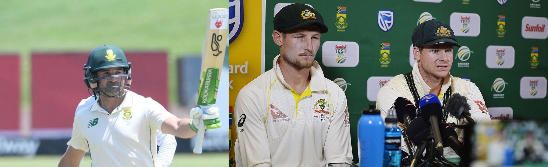 Dean Elgar, Cameron Bancroft, and Steve Smith (Image Credits: Twitter)