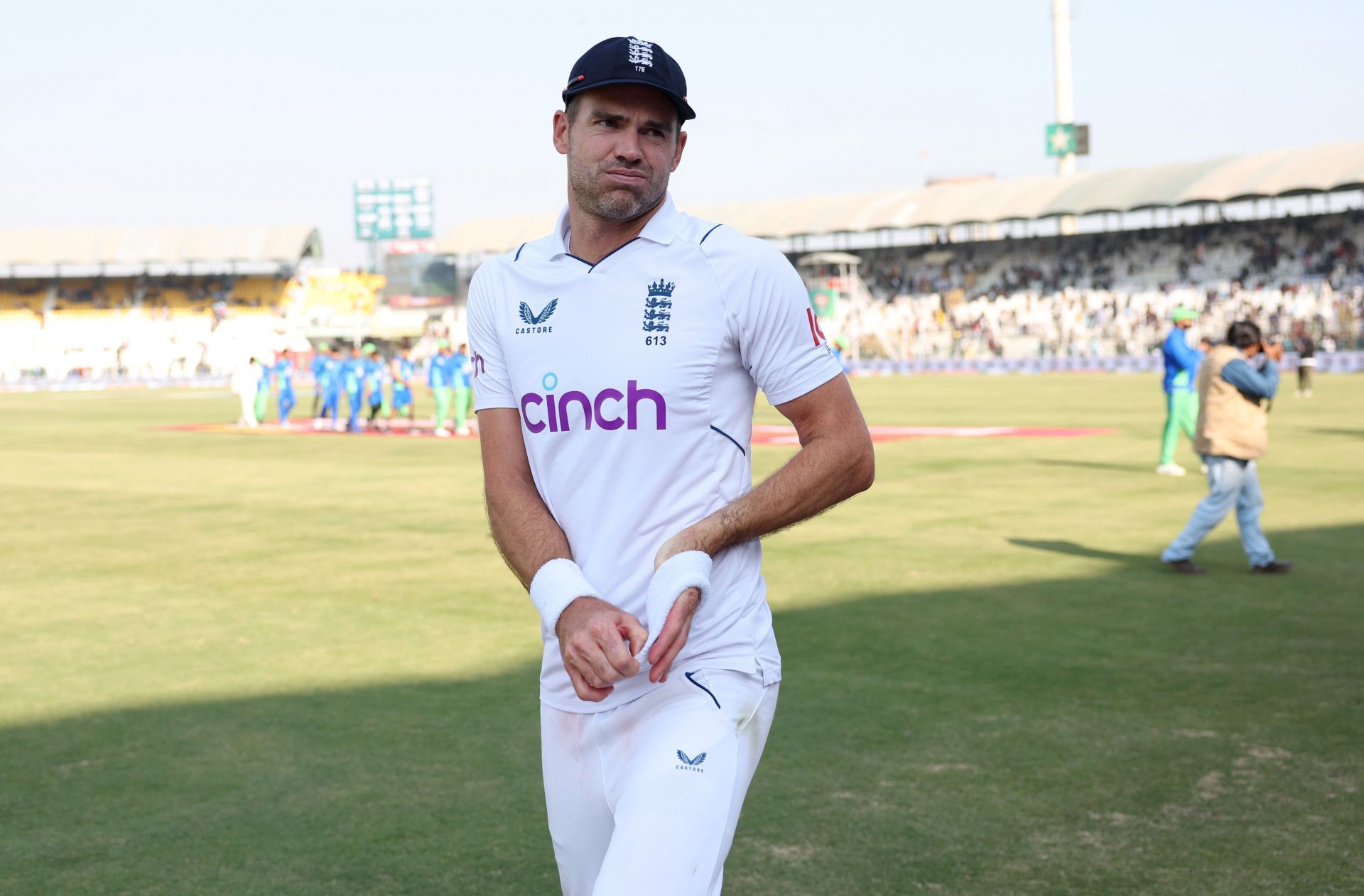 James Anderson at Pakistan v England - Second Test Match: Day Four