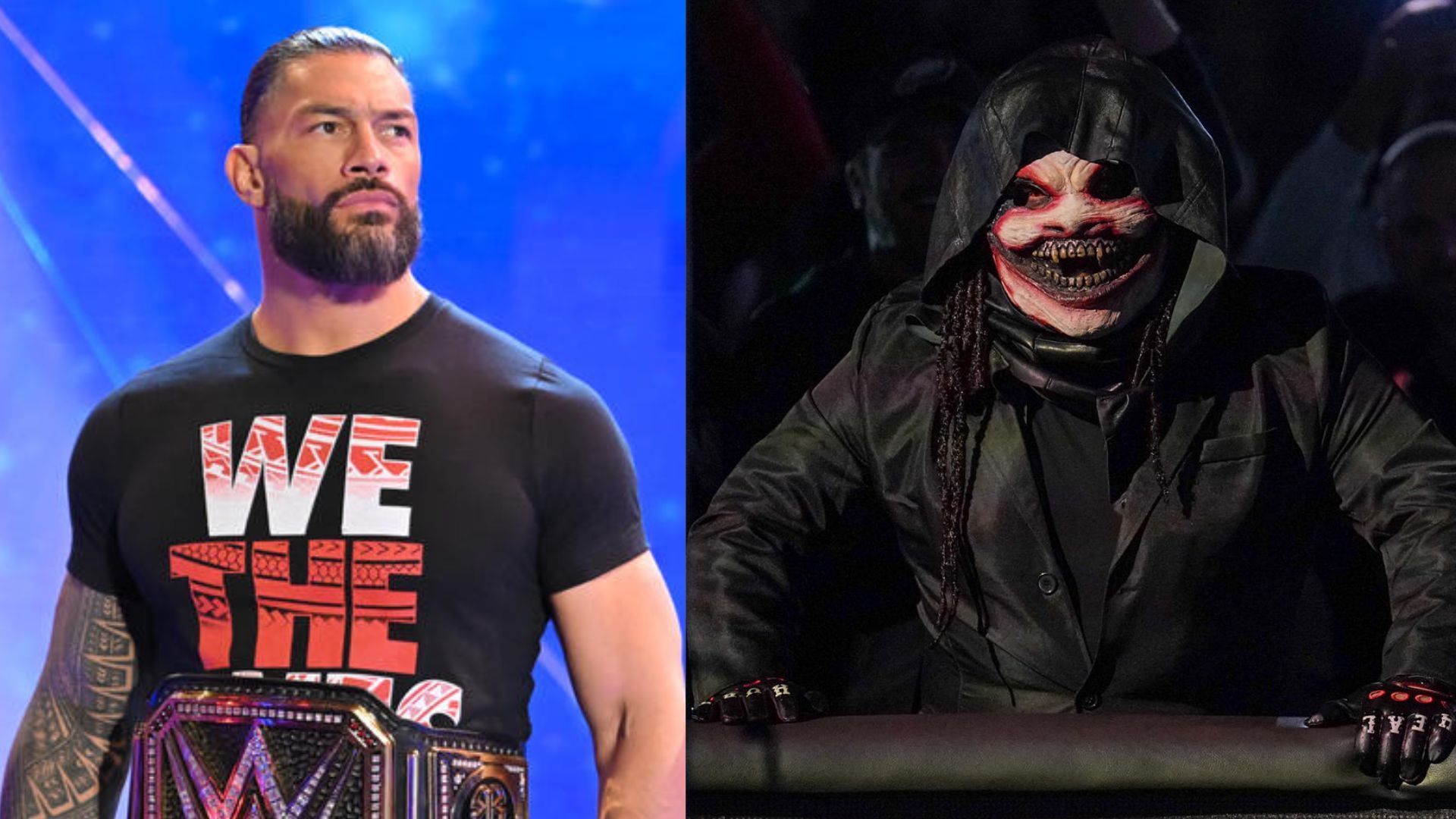 Roman Reigns (left) ; The Fiend (right)