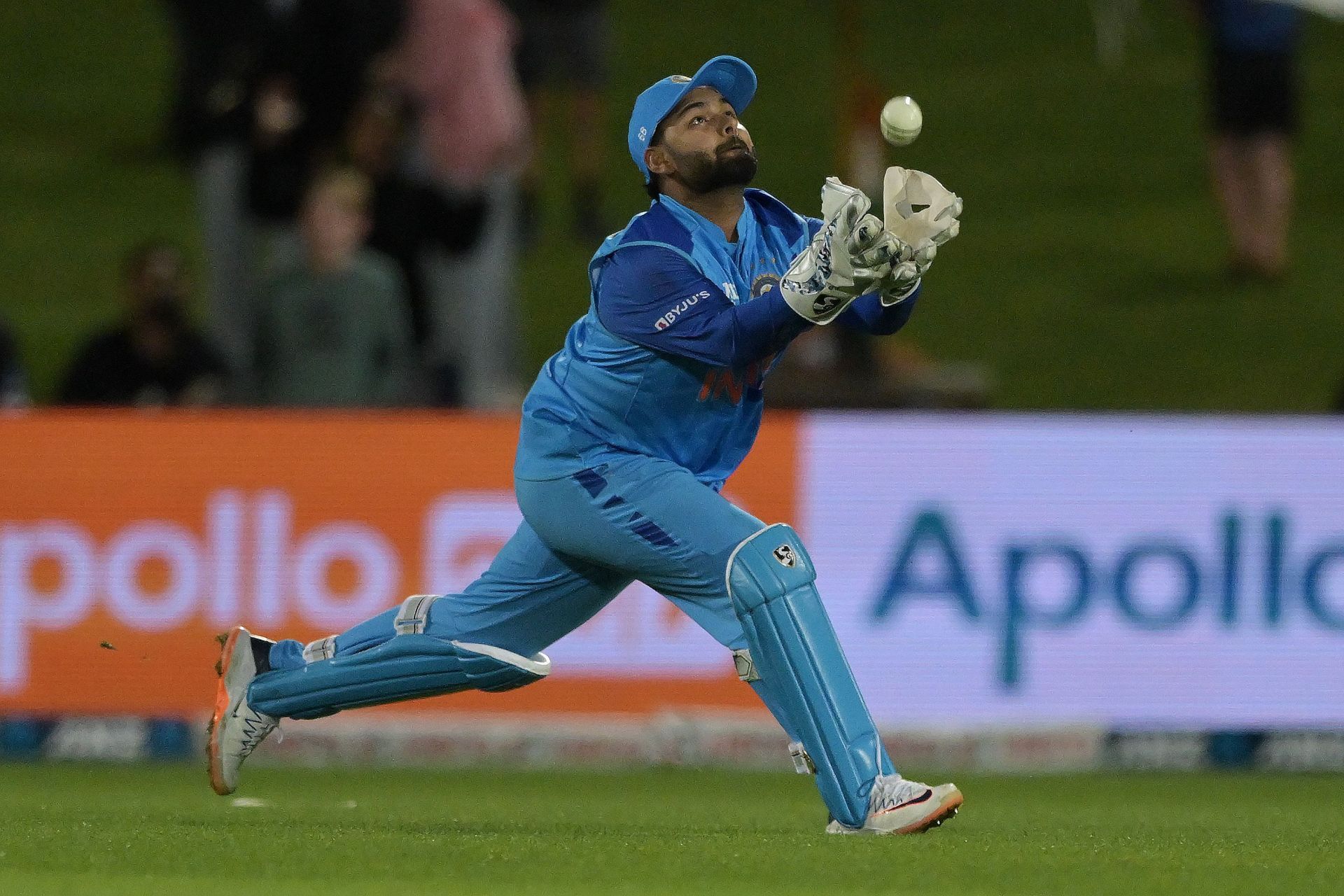 The Indian keeper-batter during the third T20I in New Zealand. Pic: Getty Images