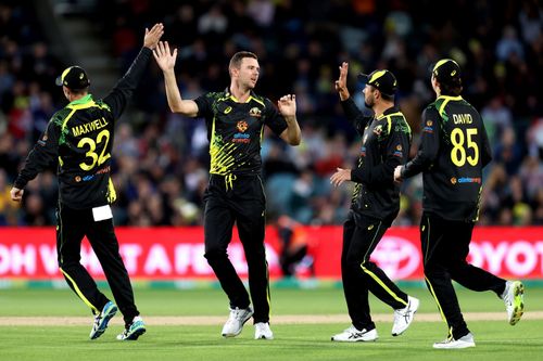 Josh Hazelwood held his nerves and bowled a superb super over to give only 5 runs. Pic: Getty Images