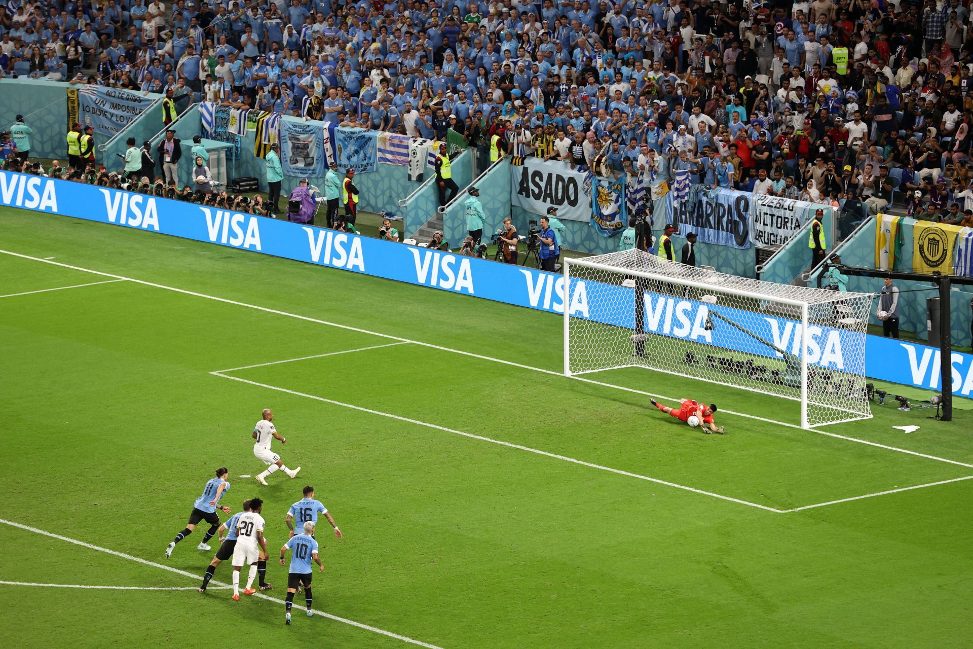 Sergio Rochet saves Andre Ayew's penalty.