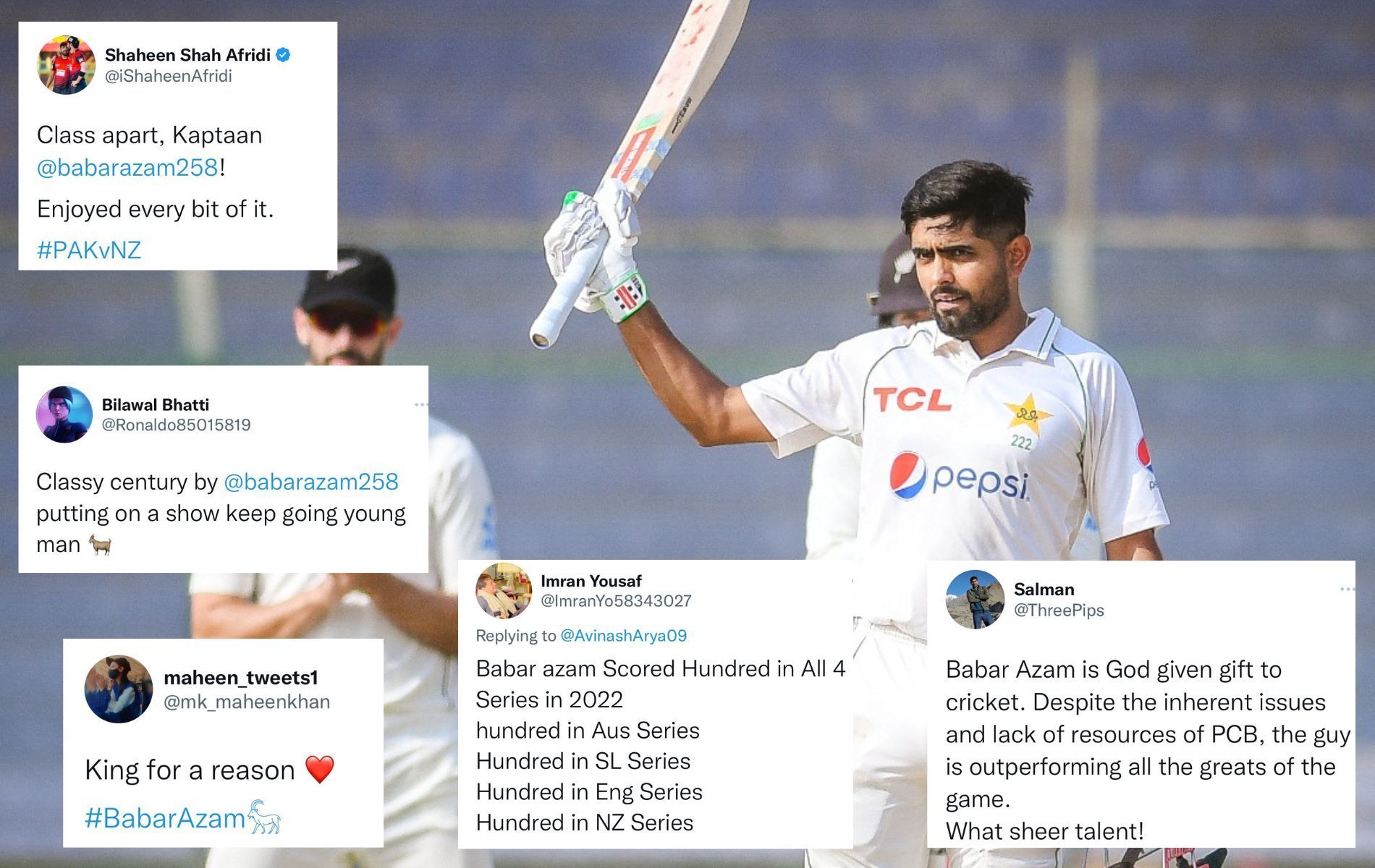 Babar Azam has four Test centuries to his name in 2022. (Pics: Twitter)