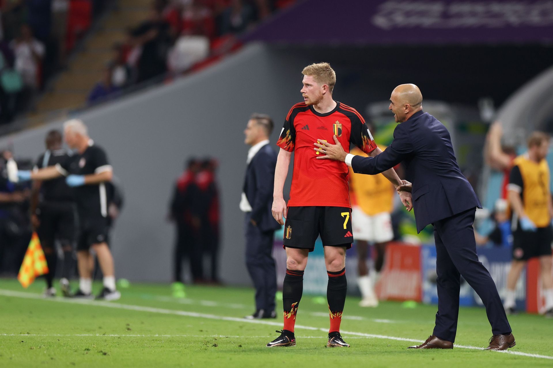Roberto Mart&iacute;nez and Kevin De Bruyne at the World Cup