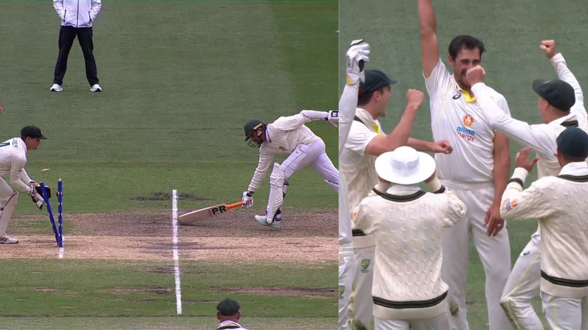 Snippets from Mitchell Starc running out Keshav Maharaj on Day 4 of 2nd Test (P.C.:Twitter)
