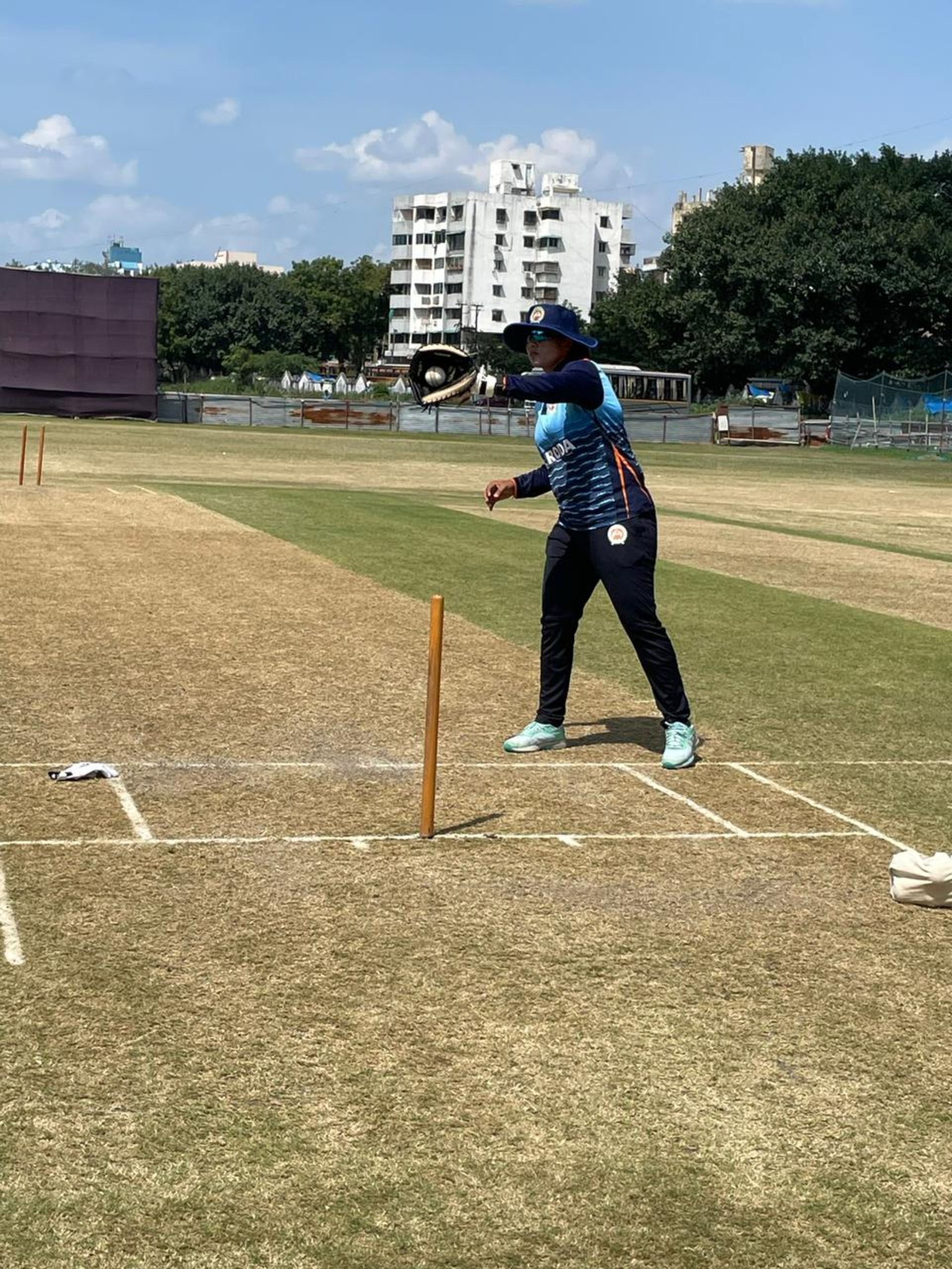 Rumeli Dhar while coaching IWCC - England v India