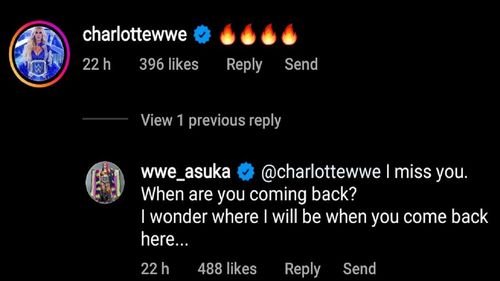 Asuka responds to Charlotte's comment