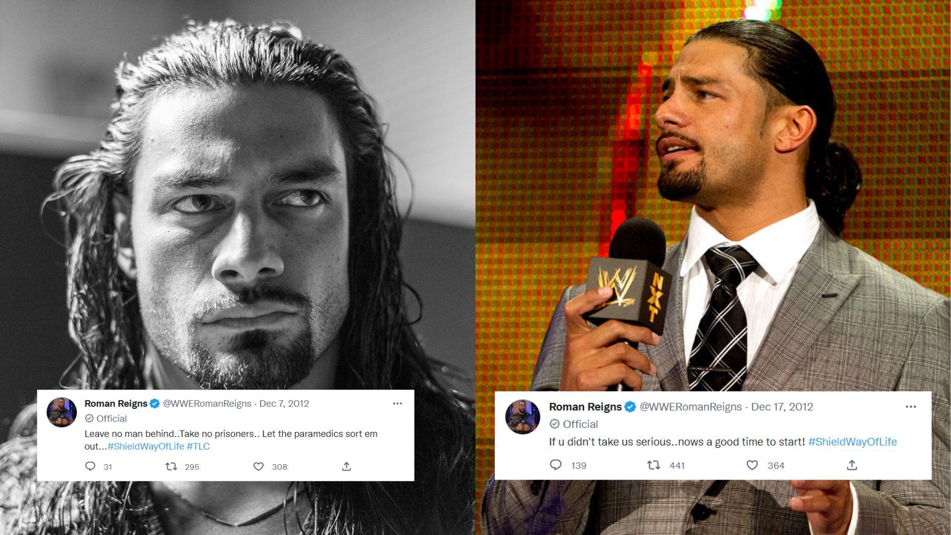 Roman Reigns began tweeting in December 2012, four months after joining the site.