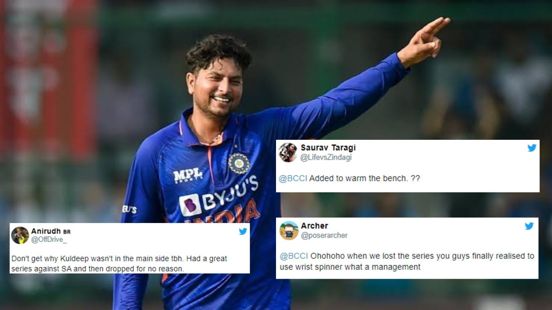 Fans were unhappy to see Kuldeep Yadav added in the squad two ODIs later. (P.C.:BCCI)