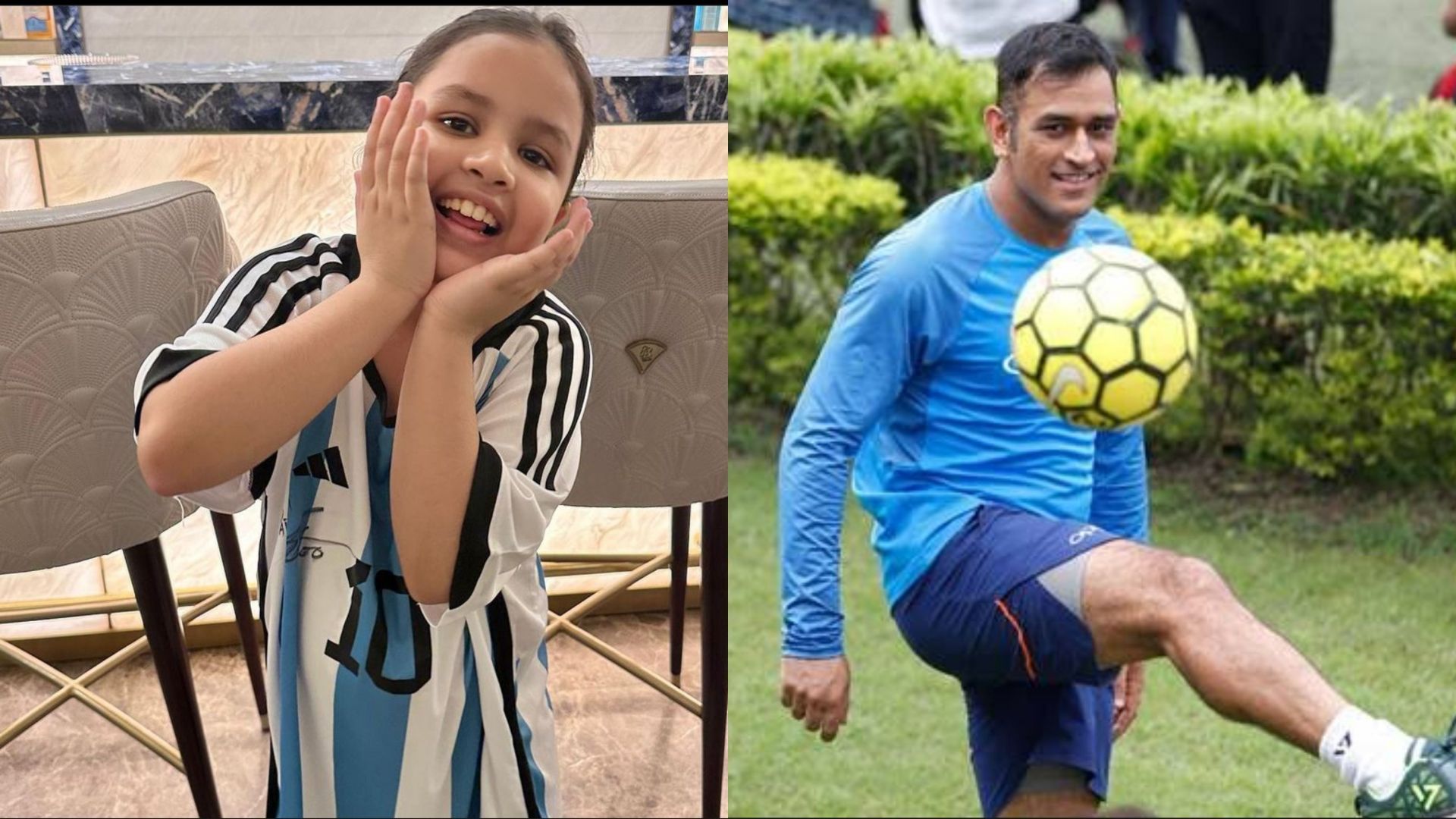 Ziva Dhoni wearing Argentina football team