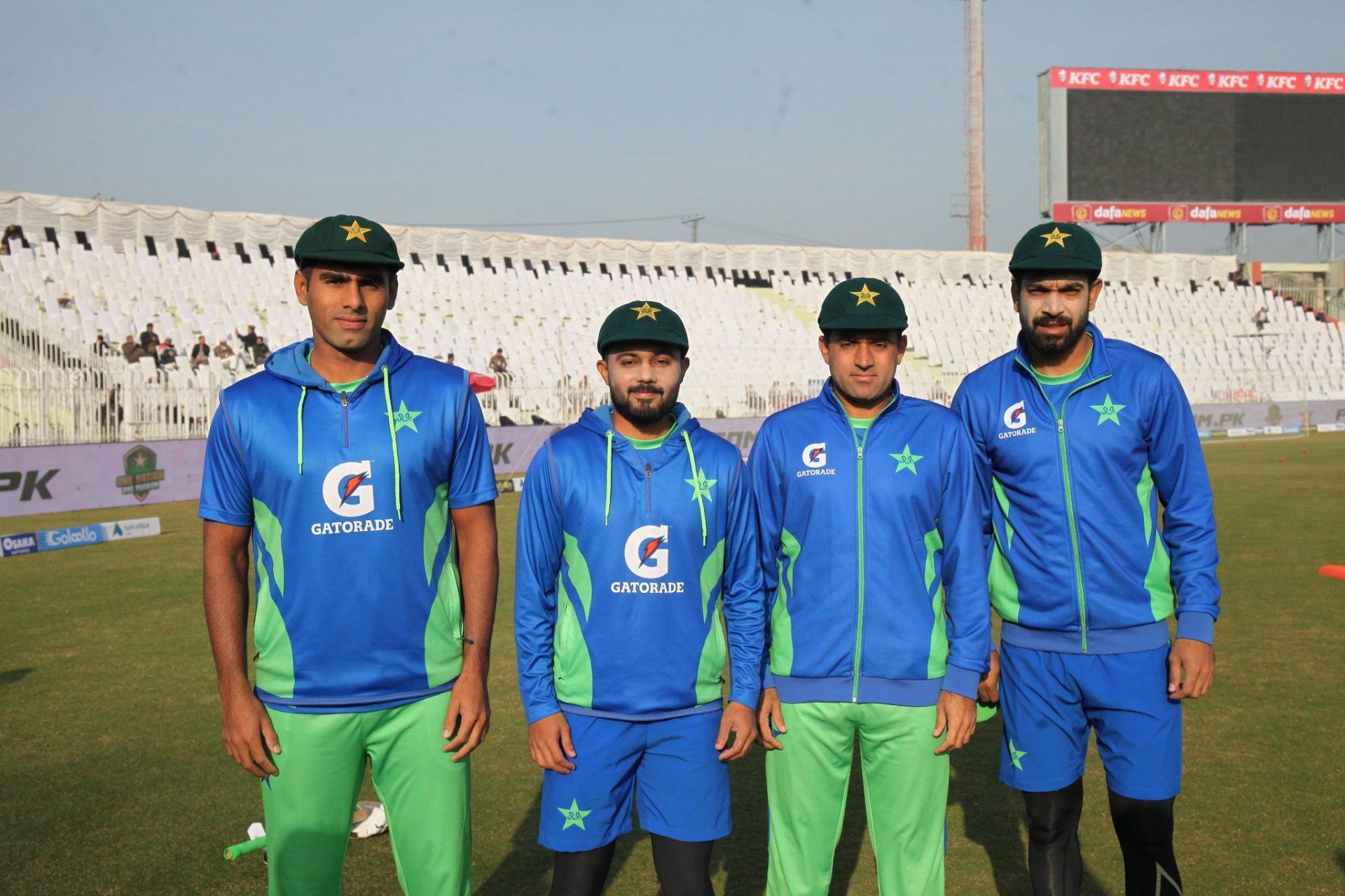 Mohammad Ali, Saud Shakeel, Zahid Mahmood, and Haris Rauf made their Test debuts for Pakistan. (Credits: Twitter)