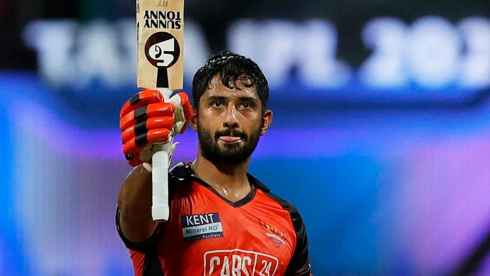 Rahul Tripathi celebrates a half-century during IPL 2022. 