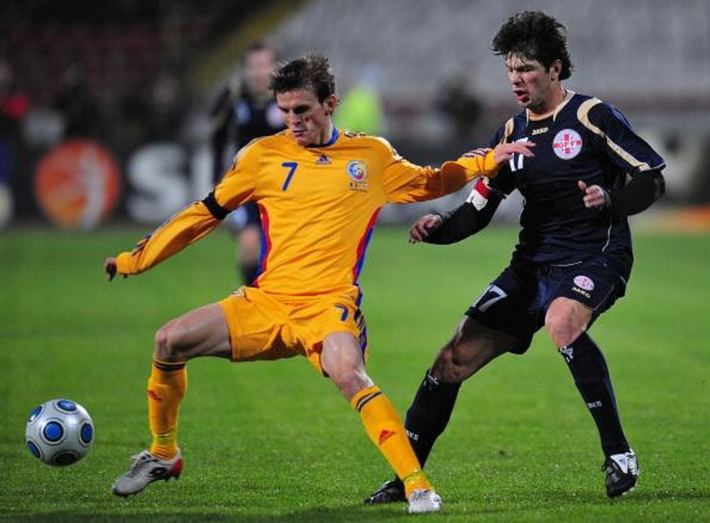 Costin Lazar (L), in action for the Romanian team.