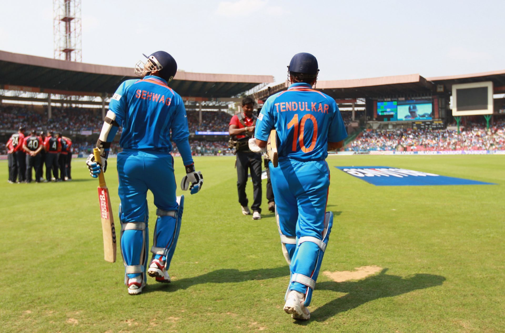 Virender Sehwag (left) and Sachin Tendulkar. Pic: Getty Images