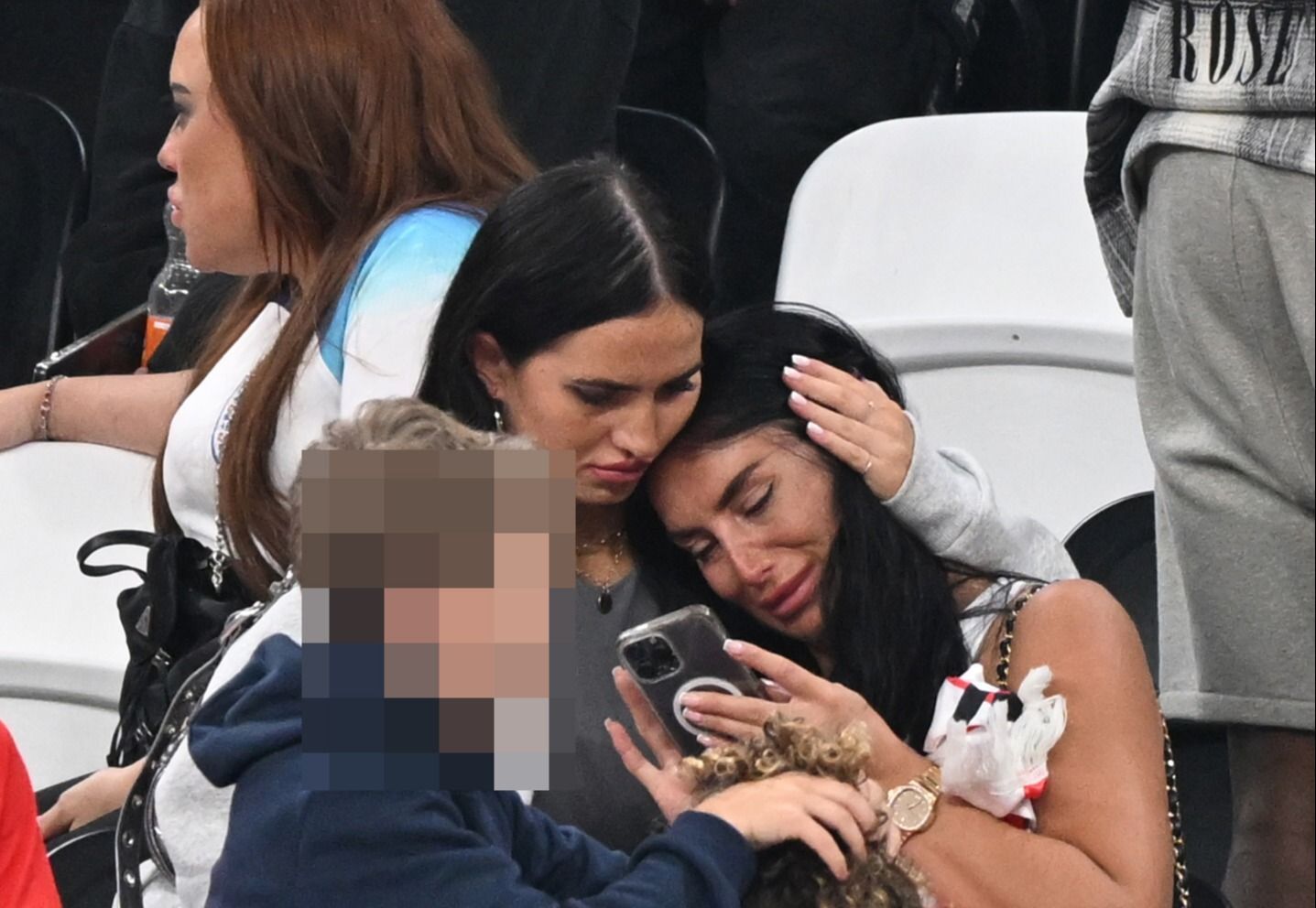 Kyle Walker's partner Annie Kilner looking distraught. (Source: WCNP via The Sun)